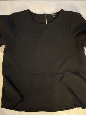 Madewell Black Short Sleeve Peplum Blouse